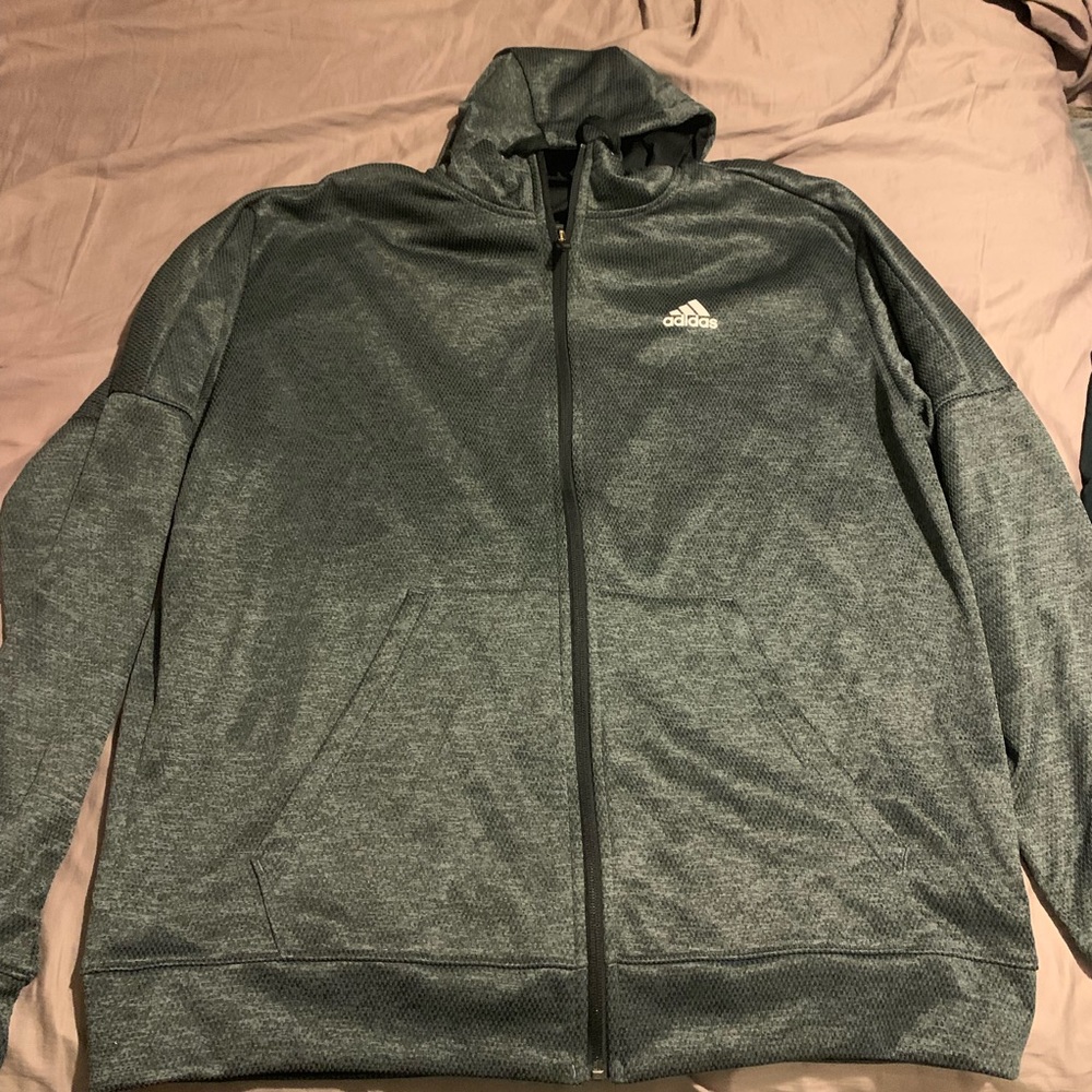 ADIDAS Men’s heathered gray zip up hoodie